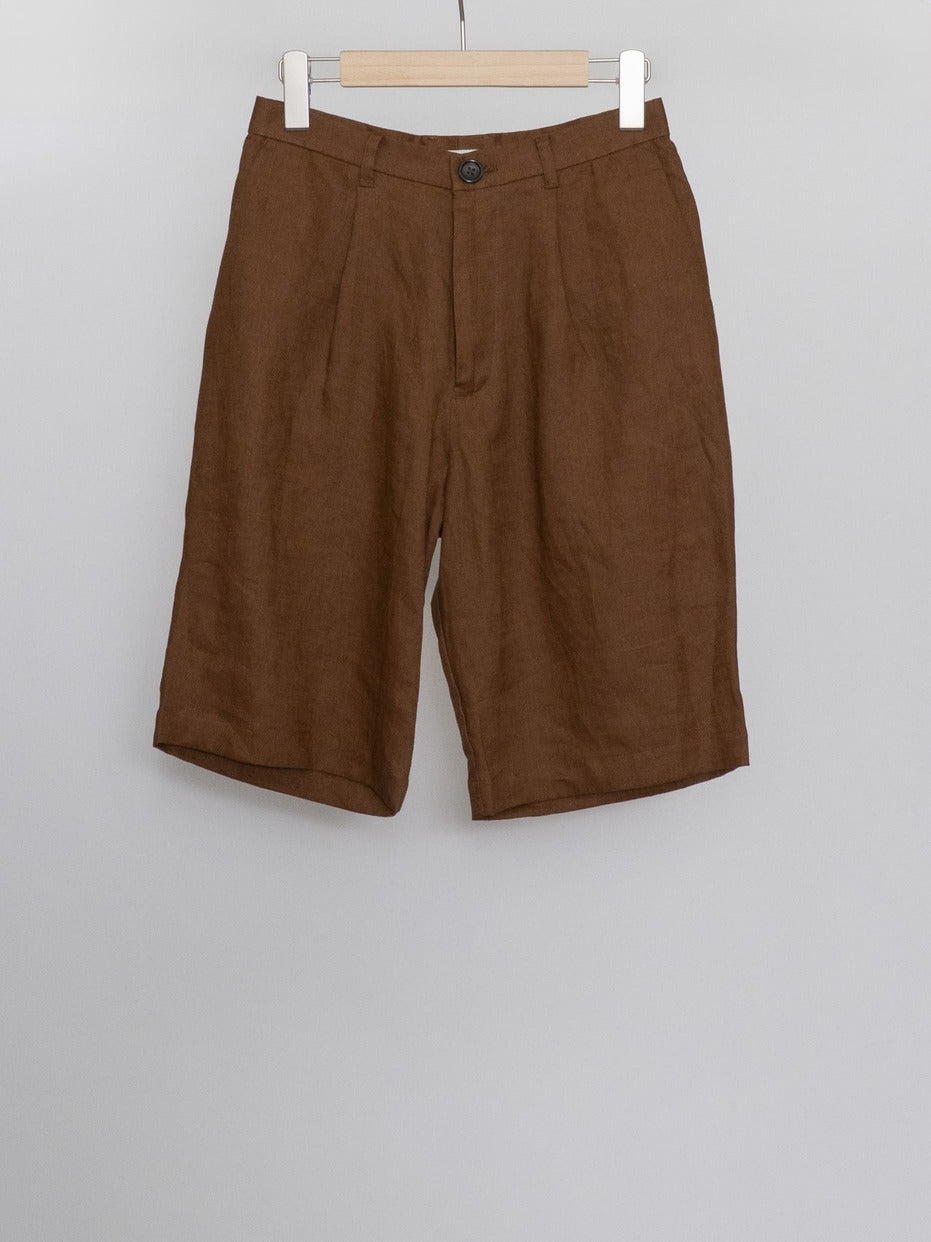 LINEN ONE TUCK SHORTS