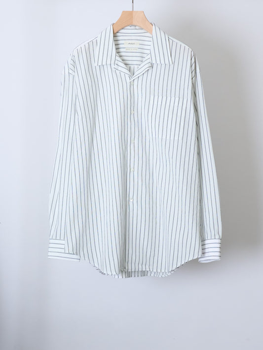 COTTON STRIPE OPEN COLLAR SHIRT