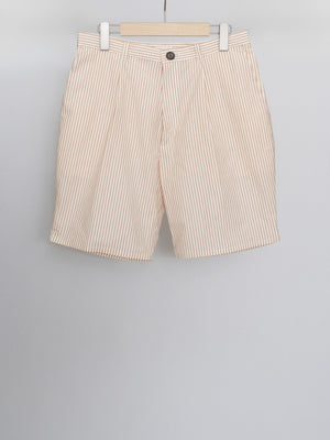 STRIPE COTTON ONE TUCK SHORTS
